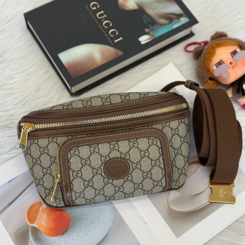 GUCCI 經典帆布老花腰包-0