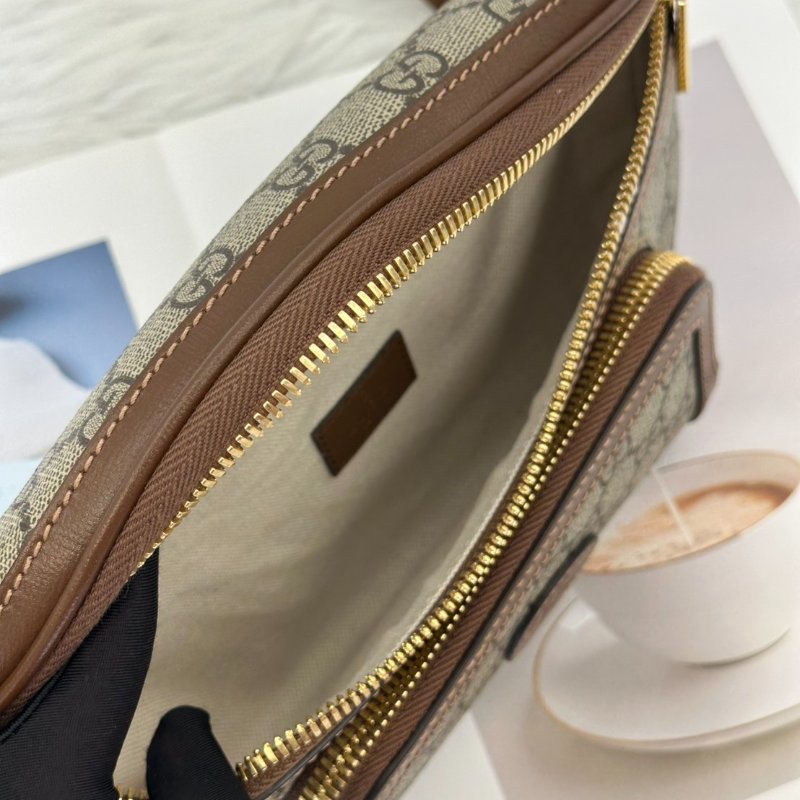 GUCCI 經典帆布老花腰包-5