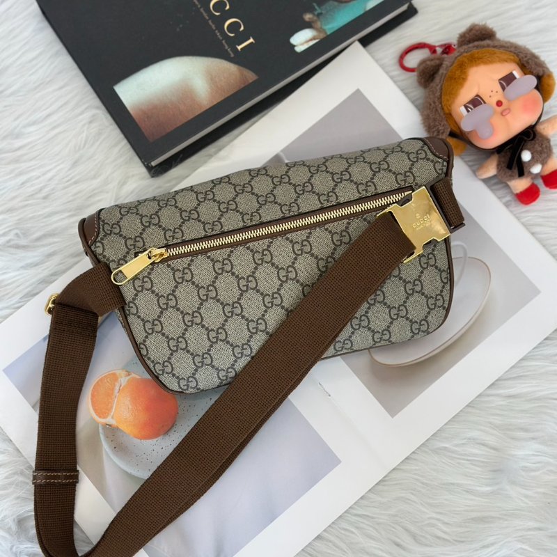 GUCCI 經典帆布老花腰包-6