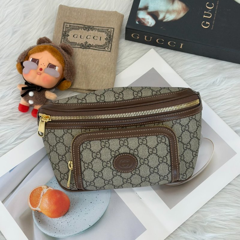 GUCCI 經典帆布老花腰包-7