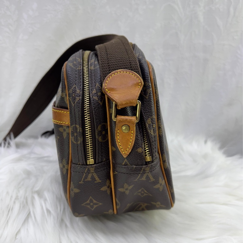 LOUIS VUITTON Monogram Reporter PM金扣肩背袋棕色-9