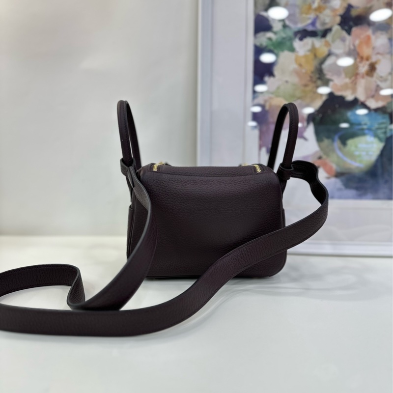 Hermes mini Lindy馬鞍紅金扣U刻全套帶票-2