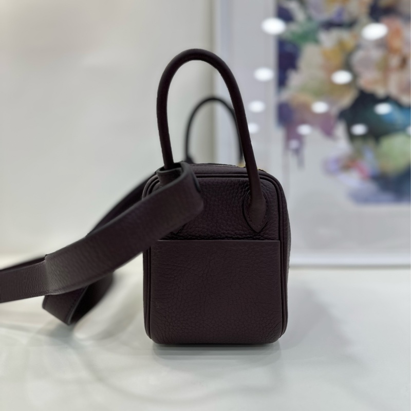 Hermes mini Lindy馬鞍紅金扣U刻全套帶票-4