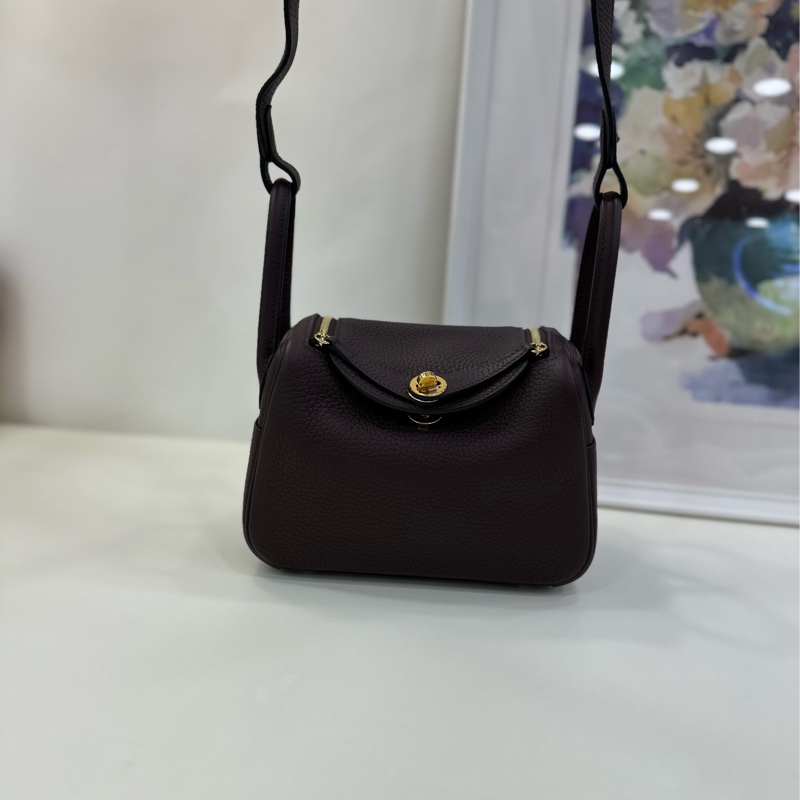 Hermes mini Lindy馬鞍紅金扣U刻全套帶票-5