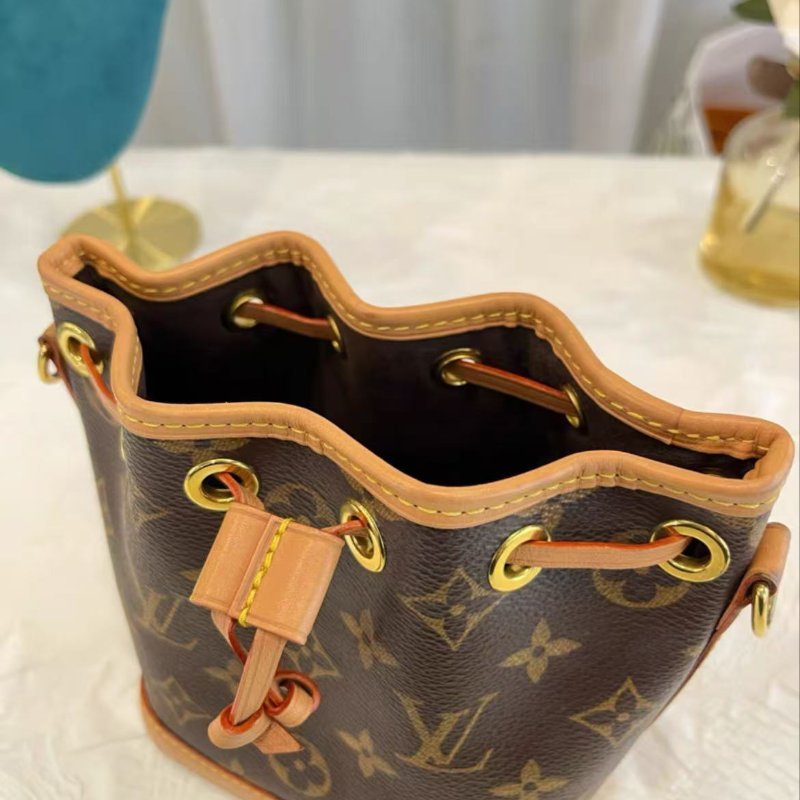 LV NANO NOÉ 老花抽繩小水桶 芯片款 16*10*13 98新配件塵袋-1