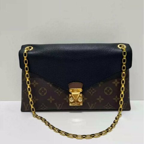 LV Pallas Chain 黑色拼老花信封包27*16*5 99新配件塵袋