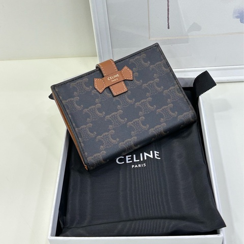 Celine 凱旋門老花短版皮夾卡包 閒置未使用 有點翹邊