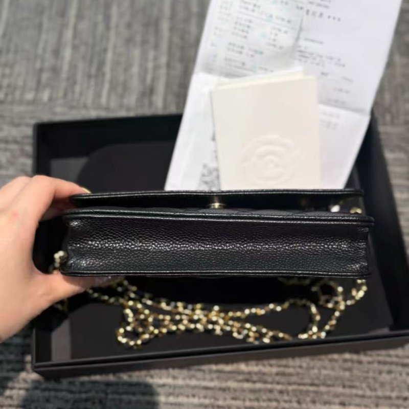 Chanel 發財woc 黑金荔枝牛皮 全新配件塵袋購證盒子-4