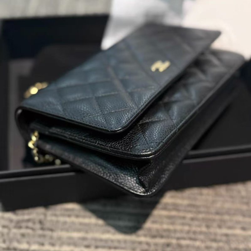 Chanel 發財woc 黑金荔枝牛皮 全新配件塵袋購證盒子-6