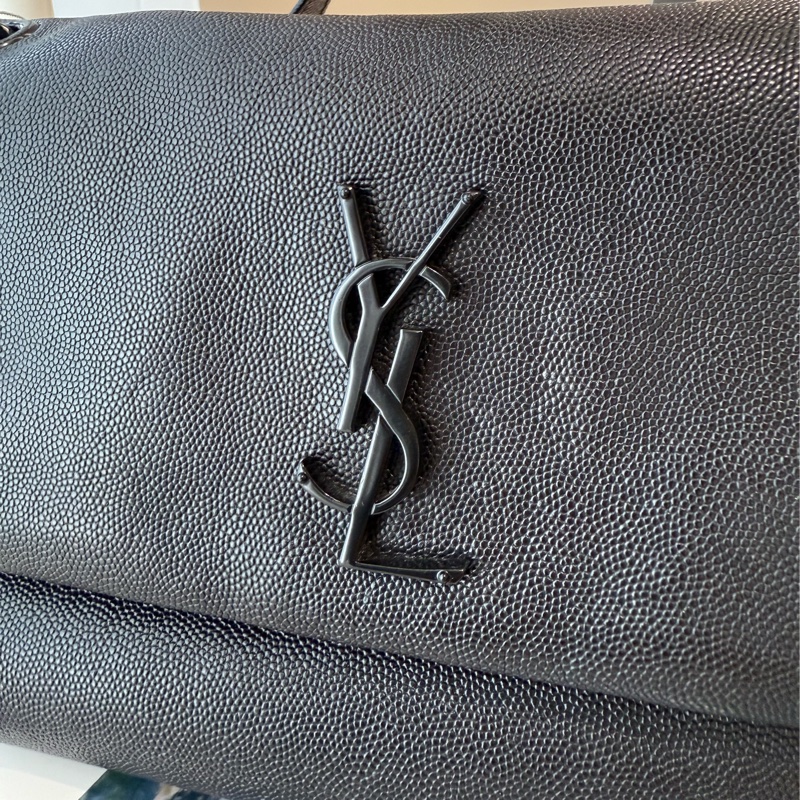 YSL Saint Lauren so black 全黑色黑釦郵差包學院包-2