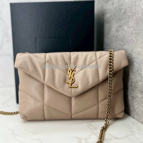 💗香緹國際精品💗 YSL PUFFER TOY mini  奶茶金