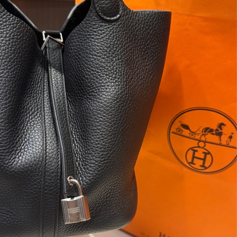 Hermes黑銀菜籃子B刻 Picotin Lock 22-2