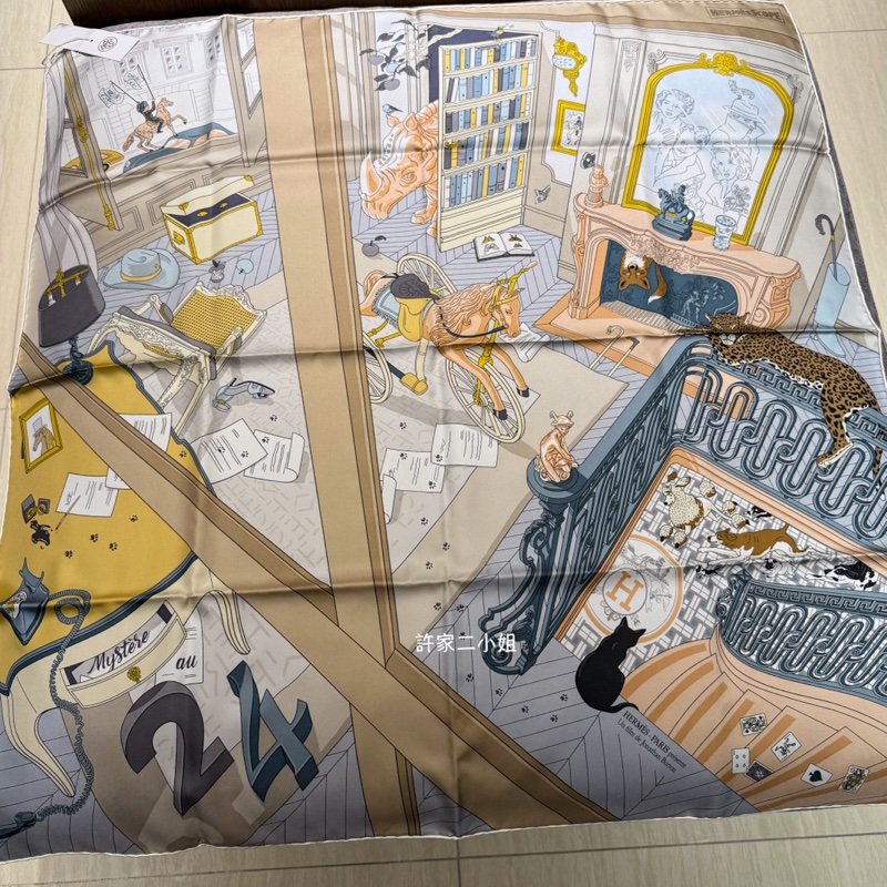 Hermes 全新閒置 90絲巾 MYSTERE AU 24 Mystery-2