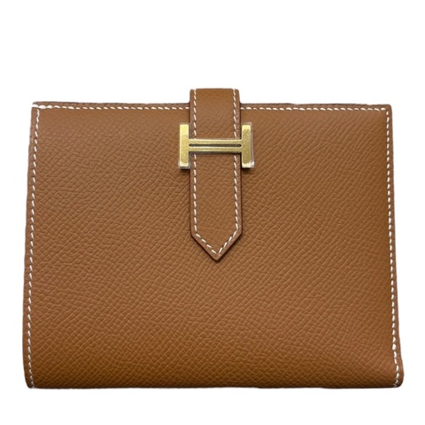 HERMES 愛馬仕 BEARN 短夾 EPSOM 金棕色 金扣