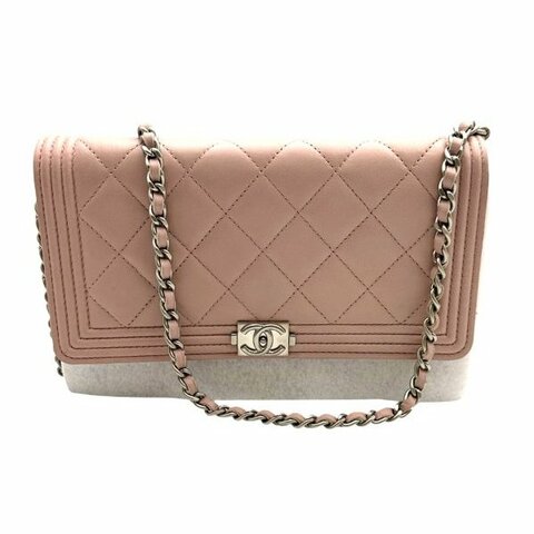 【美收精品】CHANEL  粉色長鍊肩背包 B-696【隔月月中將轉賣至日本 上架期限30天】