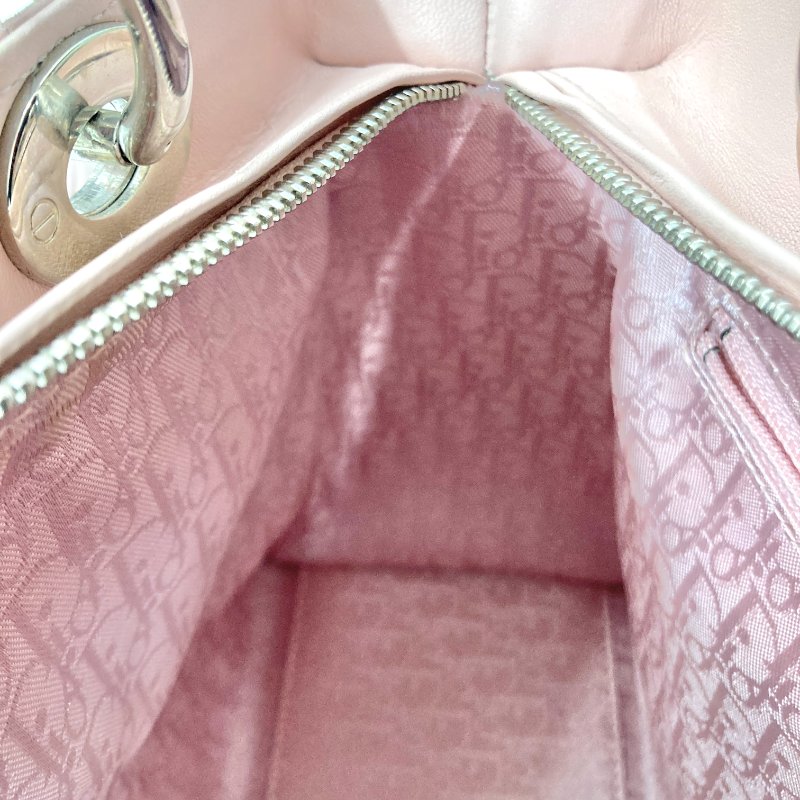 DIOR 迪奧 Lady Dior 黛妃包5X5 皮革 手提包 粉紅色-20