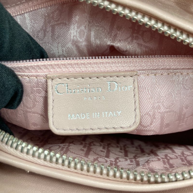 DIOR 迪奧 Lady Dior 黛妃包5X5 皮革 手提包 粉紅色-23