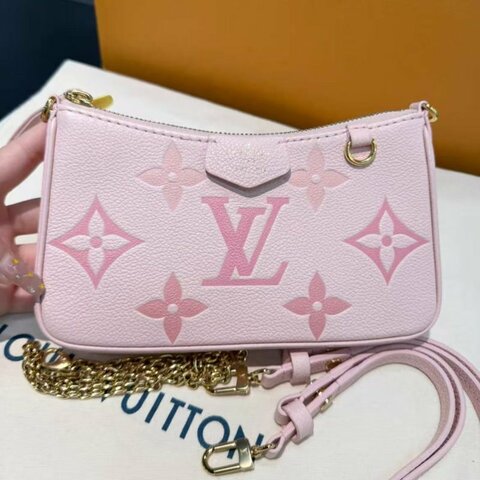 Lv easy pouch 櫻花粉漸變色 全新 配件塵袋盒子購證