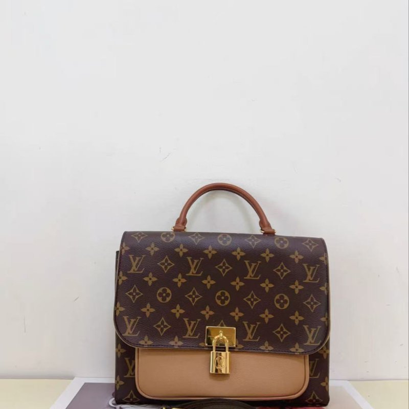 ✨LV marignan大鎖頭咖啡色郵差包 98新 配件塵袋-0
