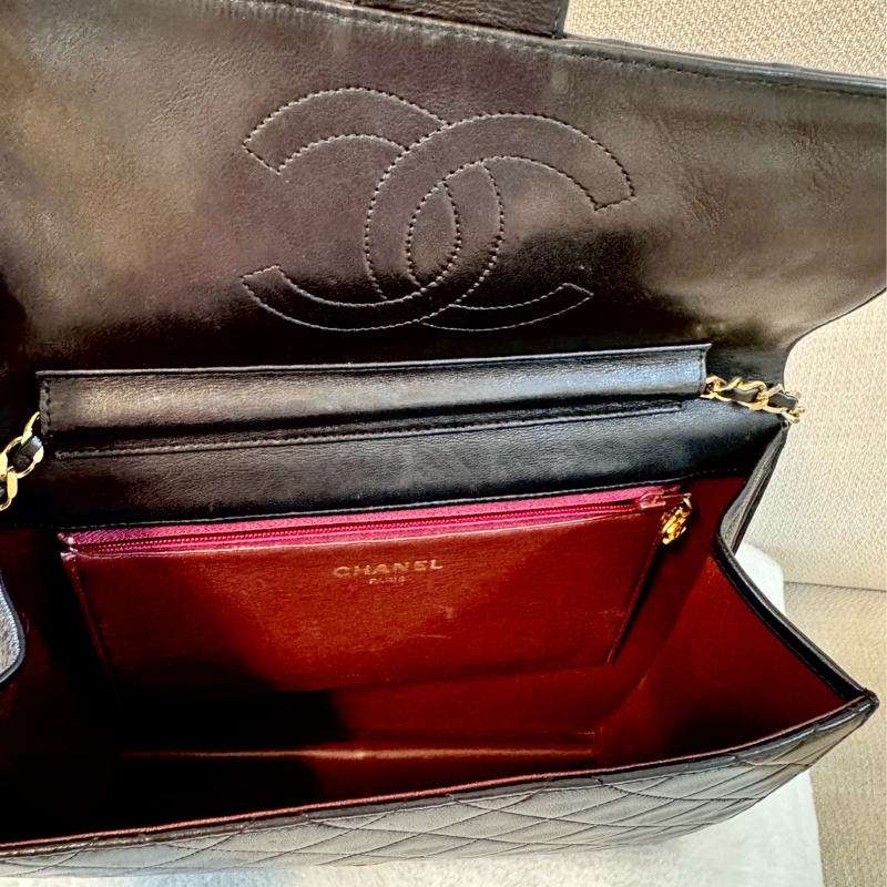 老香Chanel 黑金羊皮cf25 Vintage 有購證 原廠防塵袋-19