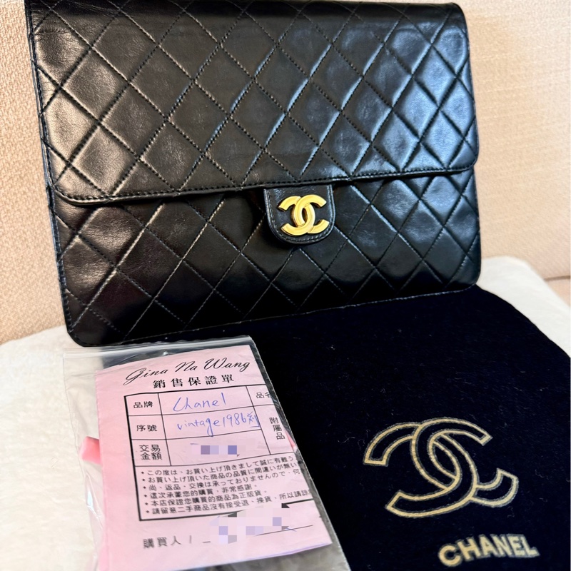 老香Chanel 黑金羊皮cf25 Vintage 有購證 原廠防塵袋-25