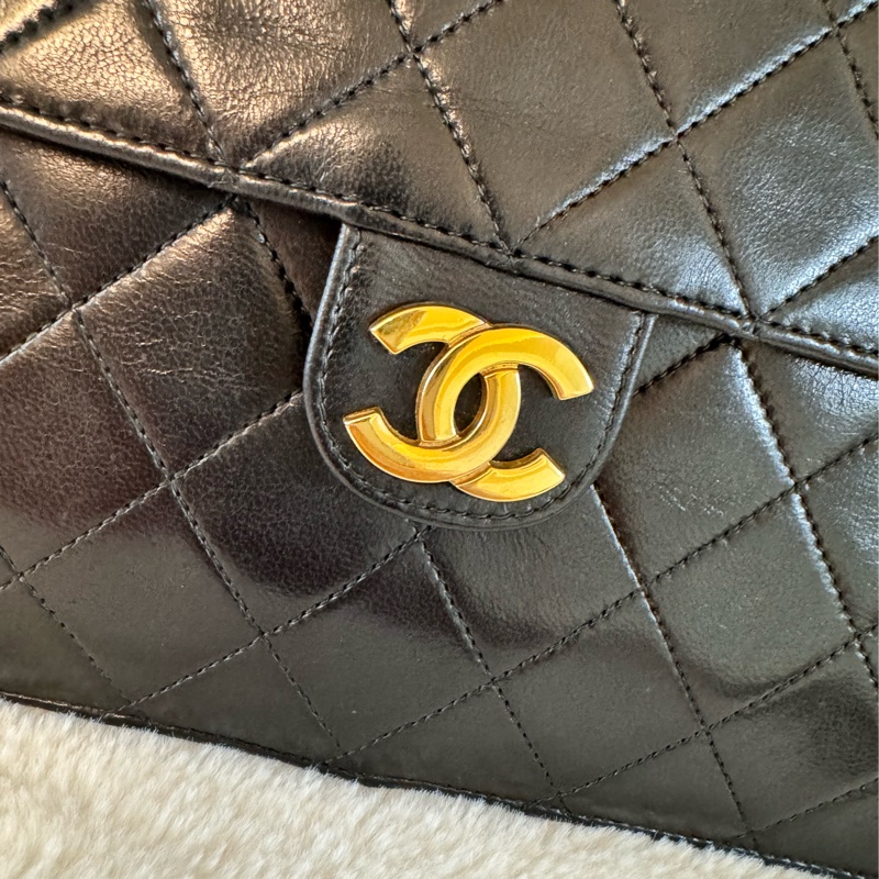 老香Chanel 黑金羊皮cf25 Vintage 有購證 原廠防塵袋-8