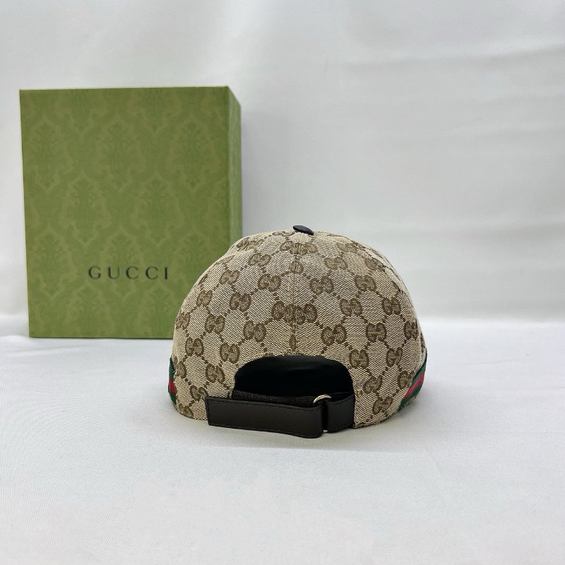 GUCCI GG帆布織帶老花棒球帽-1