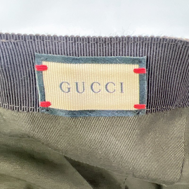 GUCCI GG帆布織帶老花棒球帽-5