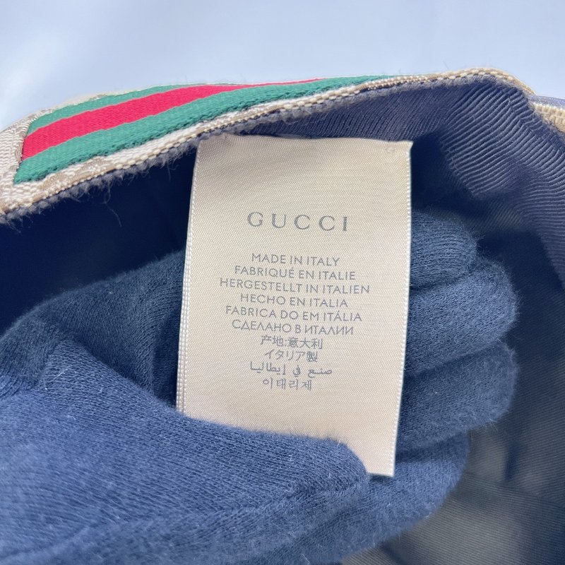 GUCCI GG帆布織帶老花棒球帽-6