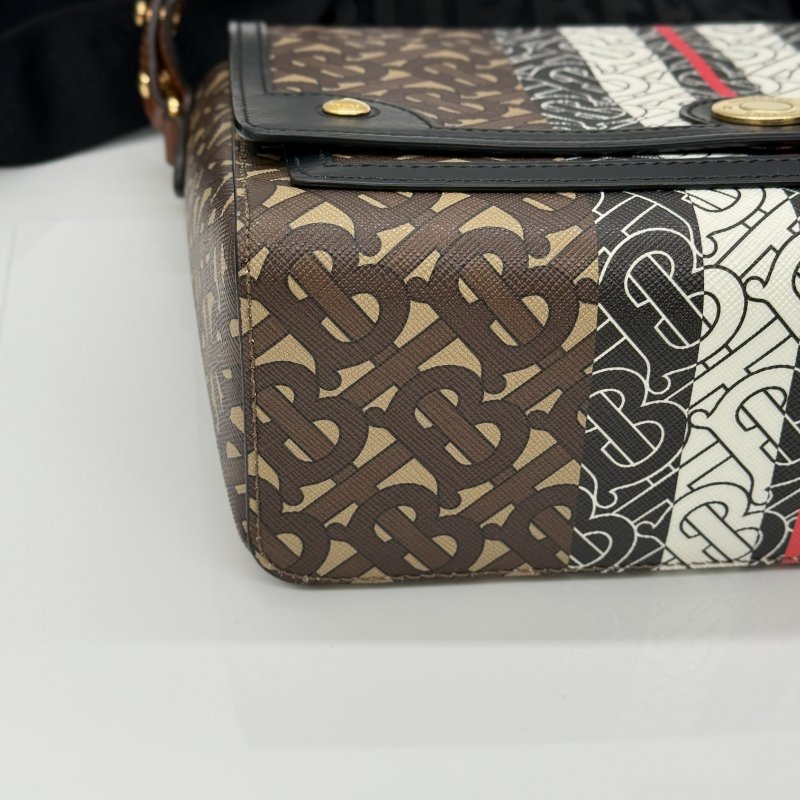 Burberry 巴寶莉 TB翻蓋 單肩 郵差包 斜挎包 拼色 PVC 金扣-6