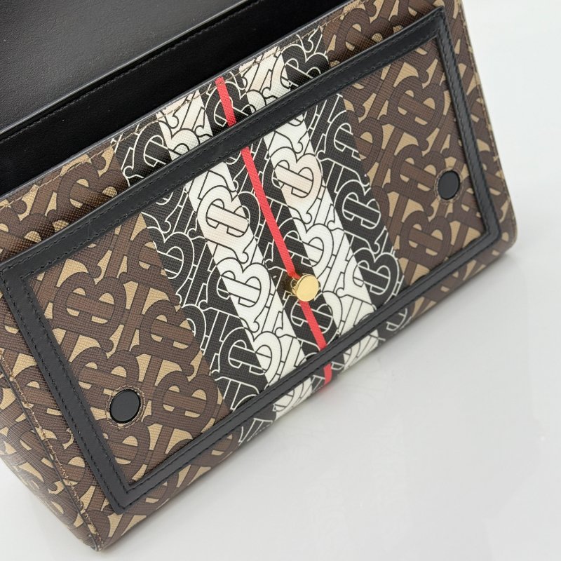 Burberry 巴寶莉 TB翻蓋 單肩 郵差包 斜挎包 拼色 PVC 金扣-8