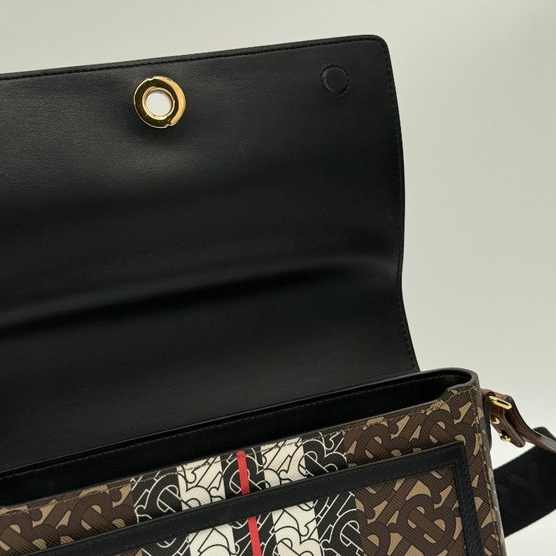 Burberry 巴寶莉 TB翻蓋 單肩 郵差包 斜挎包 拼色 PVC 金扣-9