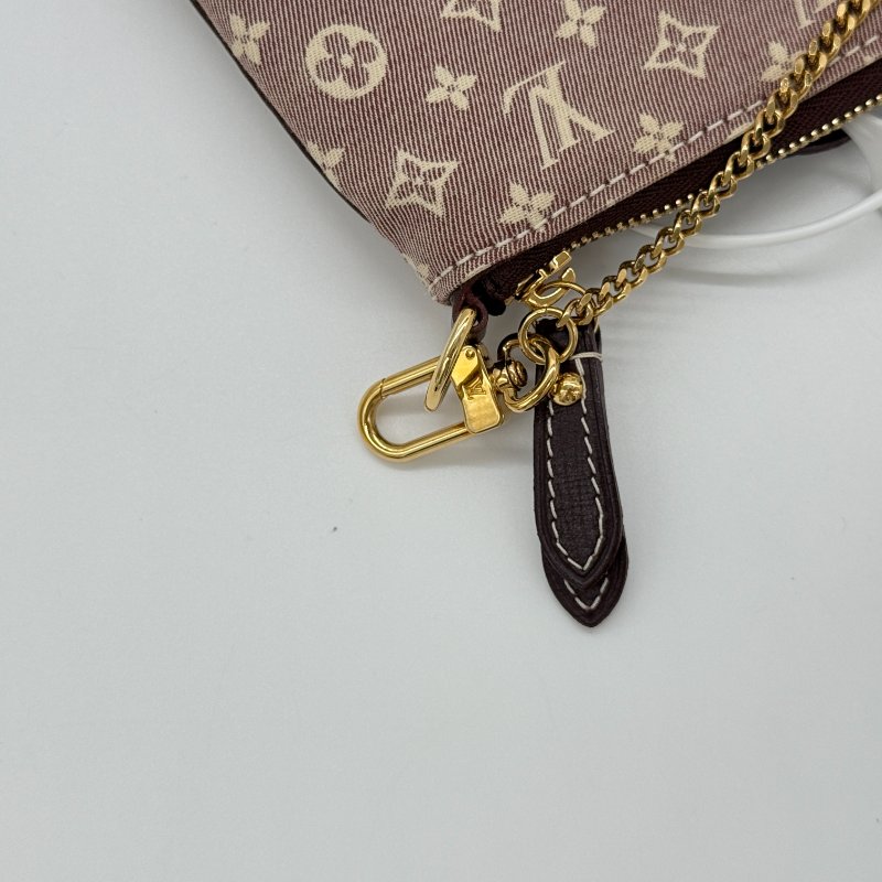 LOUIS VUITTON 路易威登 樹莓粉色 經典花紋 牛仔布 迷你麻將包 手拿包 鏈條包-2