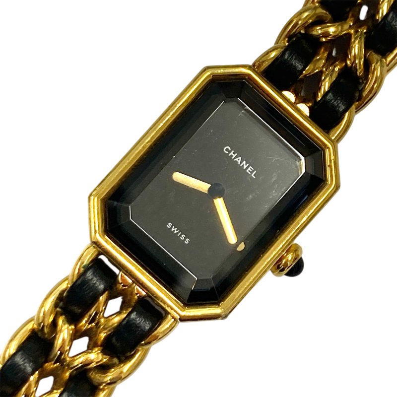 CHANEL 香奈兒 H0001 Premiere L 方糖 首映錶  SIZE:L 合金 石英錶 黑金-0