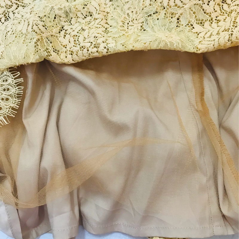 19)Lily Brown正品薑黃色蕾絲質感層次設計款洋裝 全新含吊牌原價6000-7