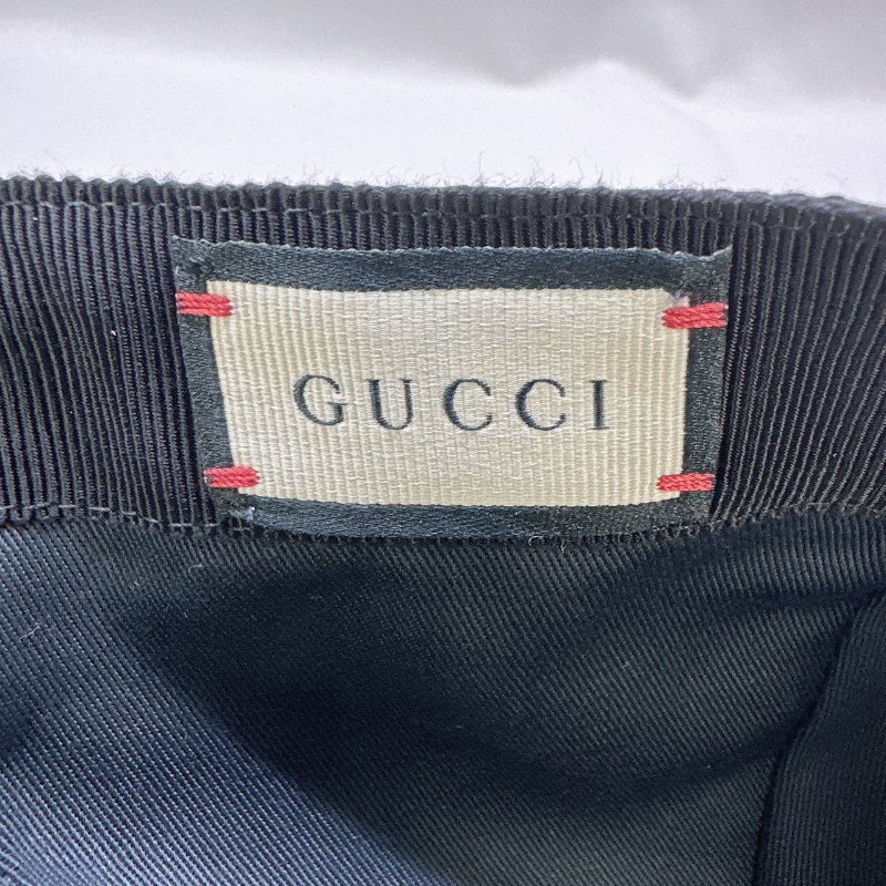 GUCCI GG帆布織帶黑花棒球帽-3