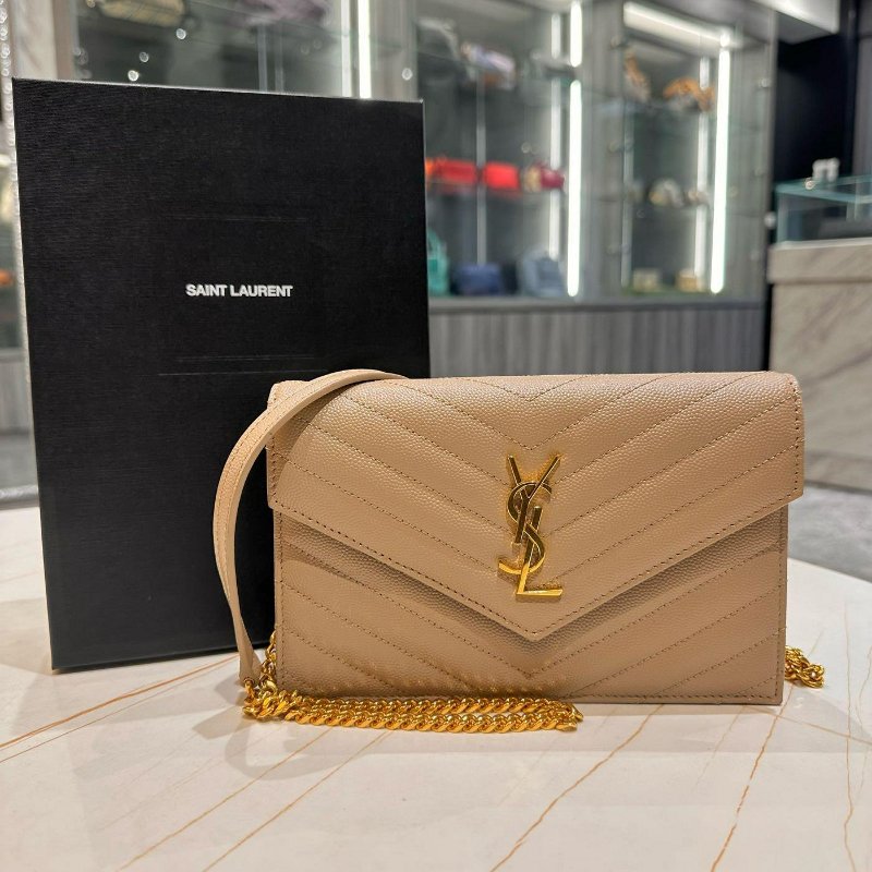 *SHIHNA名牌精品*YSL Cassandre 粒面牛皮WOC-0