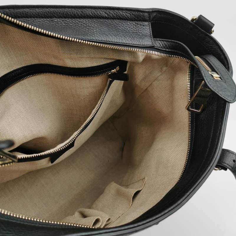 Gucci 牛皮 帆布 雙G 老花 皮標 Logo 手提包 單肩包-5