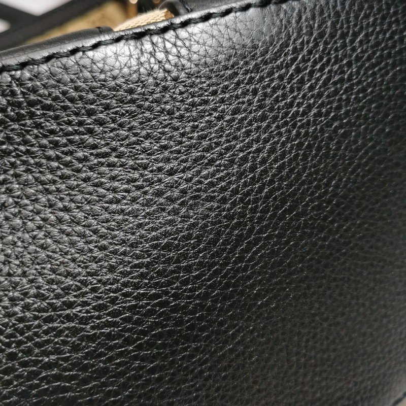 Gucci 牛皮 帆布 雙G 老花 皮標 Logo 手提包 單肩包-18