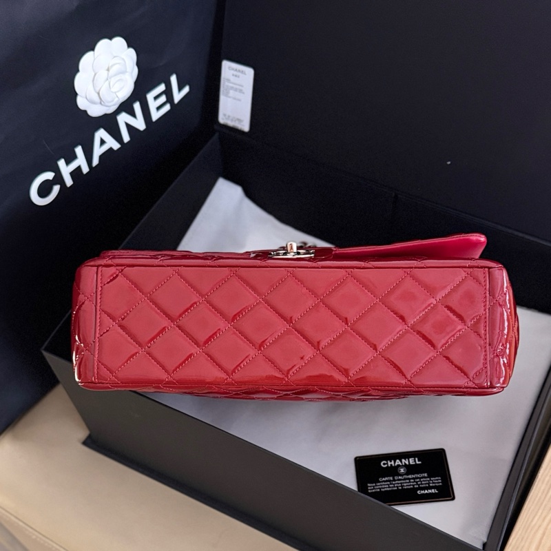 Chanel紅銀漆皮cf maxi單肩包 14開 尺寸23*33*10cm-4