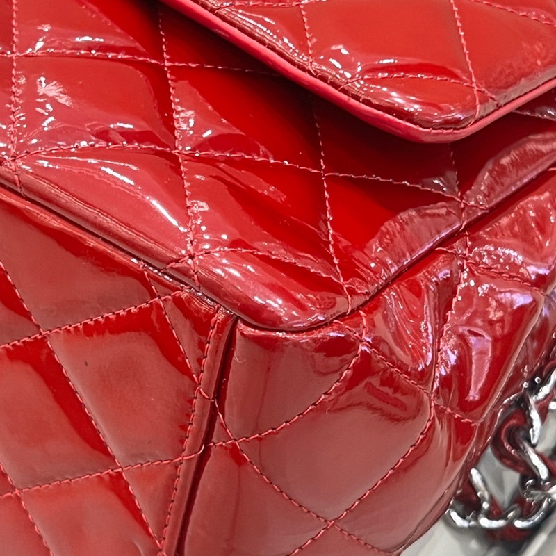Chanel紅銀漆皮cf maxi單肩包 14開 尺寸23*33*10cm-6
