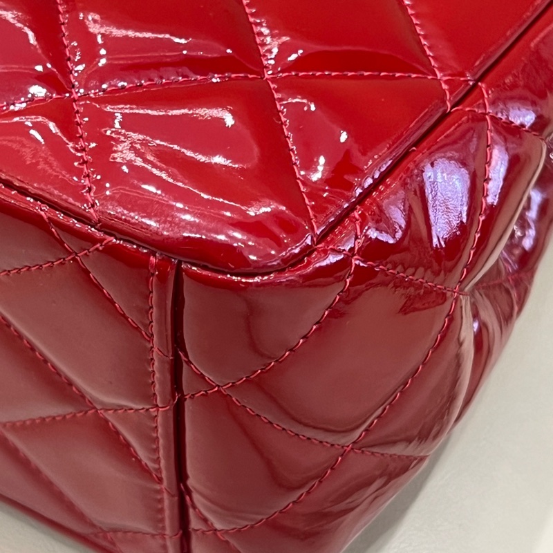 Chanel紅銀漆皮cf maxi單肩包 14開 尺寸23*33*10cm-9
