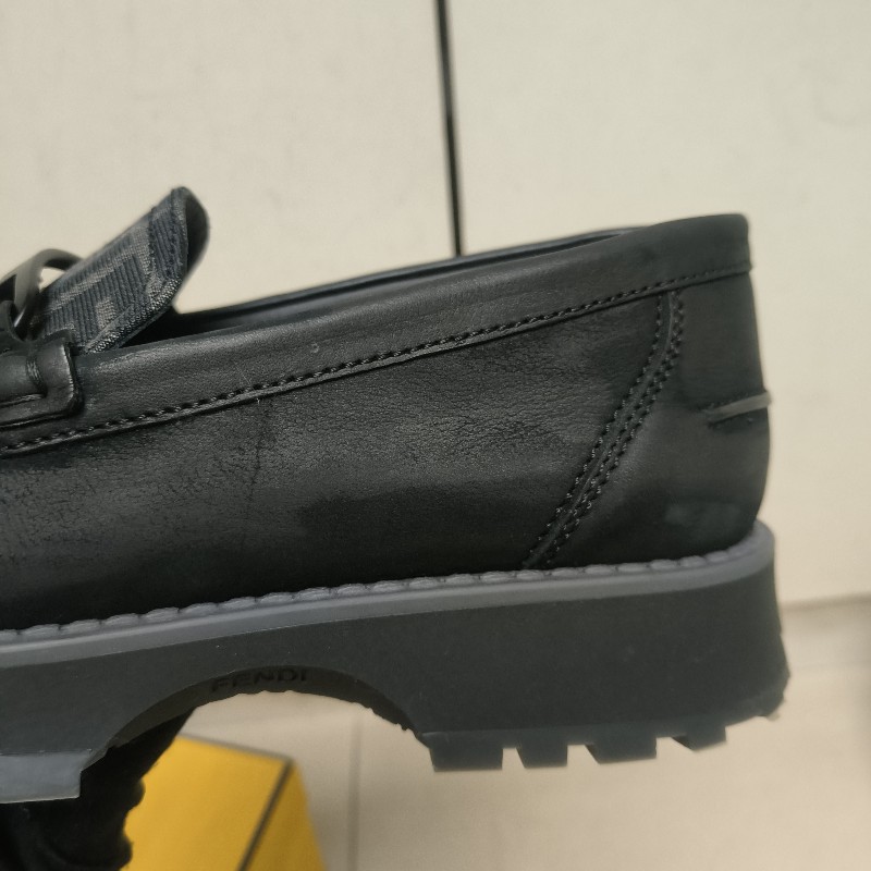 🔥年終狂降🔥【限時降價只到12/31（原15,800）】【8成新】㊣✨ FENDI✨**尺寸：8**(附盒子/防塵袋)芬迪 老花 皮革 帆布  厚底 增高 樂福鞋 懶人鞋 皮鞋/雙F/二手包/二手精品/保證正品-7