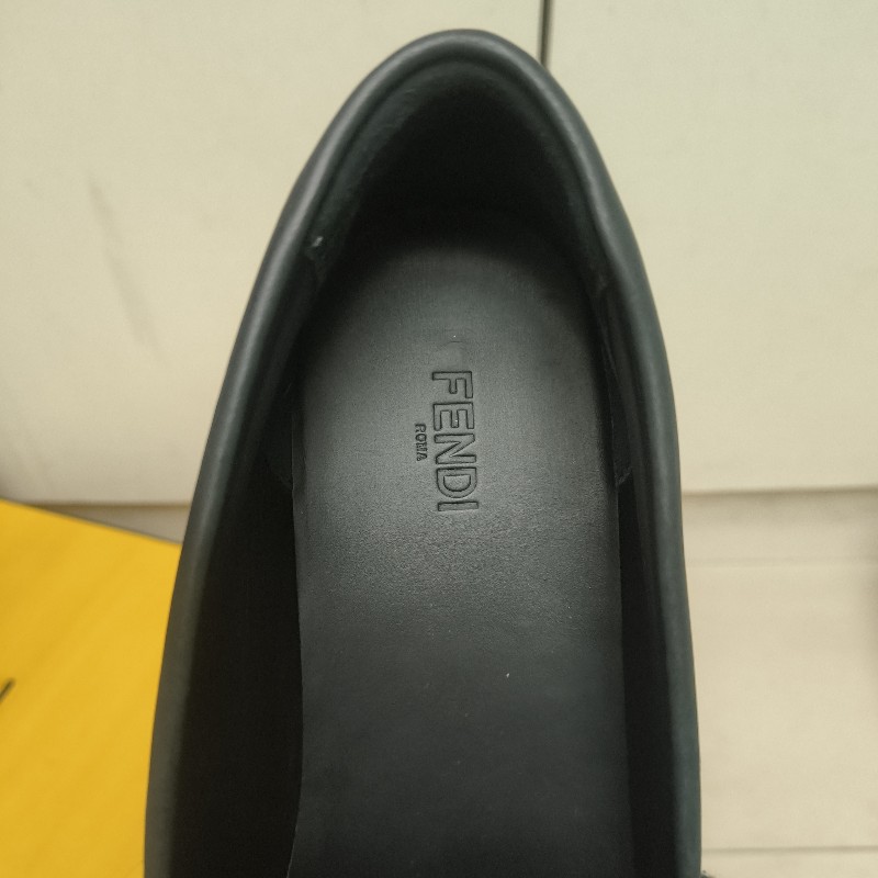 🔥年終狂降🔥【限時降價只到12/31（原15,800）】【8成新】㊣✨ FENDI✨**尺寸：8**(附盒子/防塵袋)芬迪 老花 皮革 帆布  厚底 增高 樂福鞋 懶人鞋 皮鞋/雙F/二手包/二手精品/保證正品-12