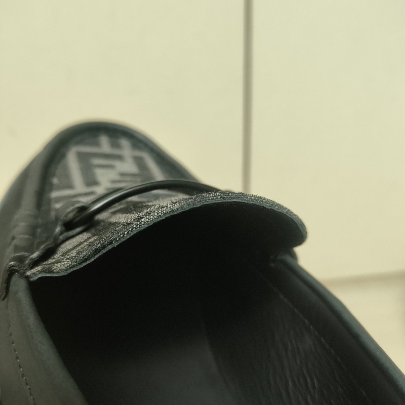 🔥年終狂降🔥【限時降價只到12/31（原15,800）】【8成新】㊣✨ FENDI✨**尺寸：8**(附盒子/防塵袋)芬迪 老花 皮革 帆布  厚底 增高 樂福鞋 懶人鞋 皮鞋/雙F/二手包/二手精品/保證正品-31