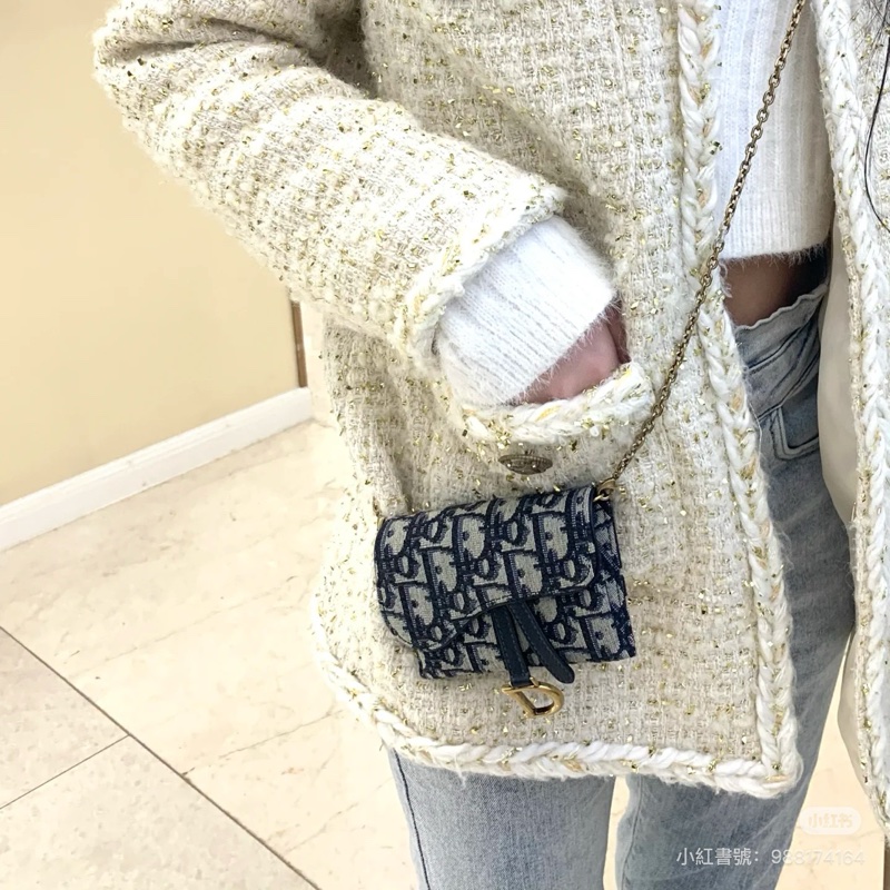 Dior 迪奧 Saddle Nano Pouch mini WOC 皮夾 皮包 短夾 錢包 零錢包 斜背包 肩背包-5