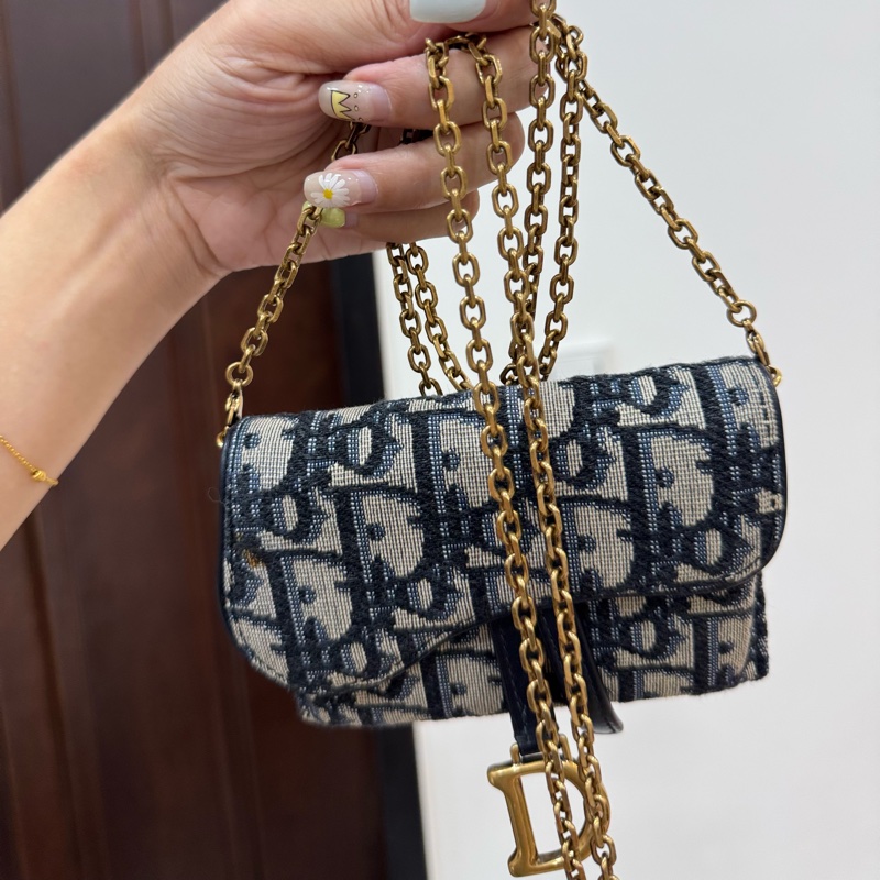 Dior 迪奧 Saddle Nano Pouch mini WOC 皮夾 皮包 短夾 錢包 零錢包 斜背包 肩背包-15
