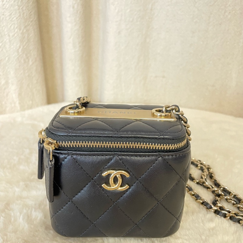 Chanel/香奈兒 trendy-cc 黑金羊皮小盒子斜挎包-0