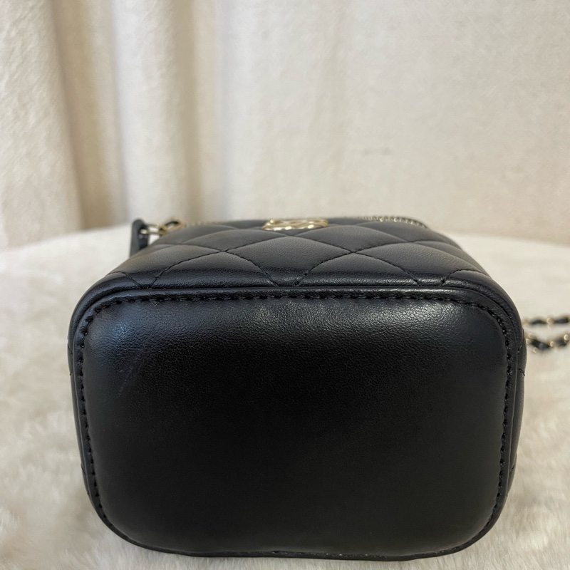 Chanel/香奈兒 trendy-cc 黑金羊皮小盒子斜挎包-4