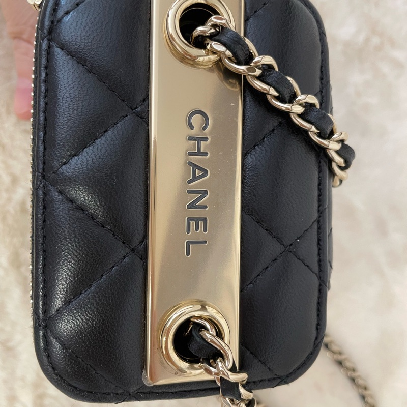 Chanel/香奈兒 trendy-cc 黑金羊皮小盒子斜挎包-5